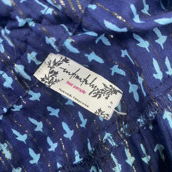 FREE PEOPLE Midnight Dance Maxi Dress Navy Blue Tiered Ruffle Beach Boho Sz S - Picture 4 of 10